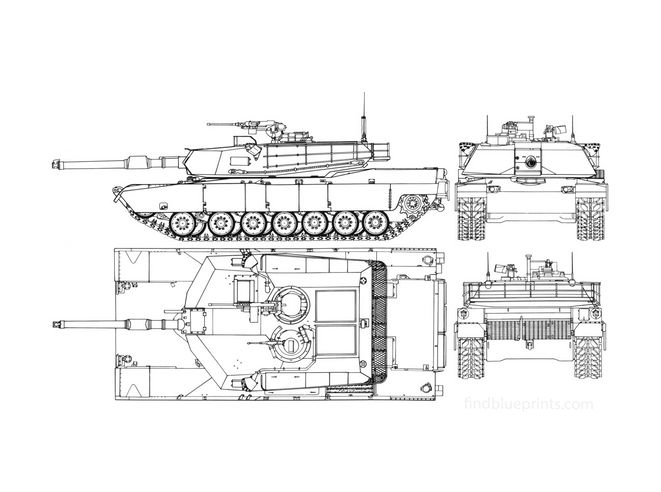 M1 Abrams 2D drawing (blueprints)
